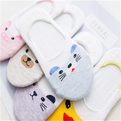 ZDL-151 Cartoon Animal Duck Patterned Women Cotton Silicone Anti-skid Invisible Socks 10pairs