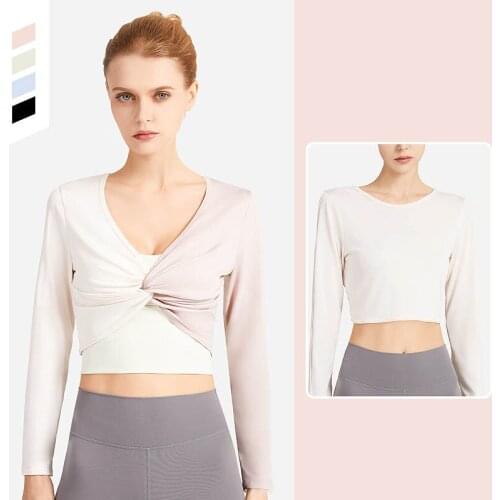 Women Fitness Yoga Tops Double-sided Wear Long Sleeves V-neck Training Clothing Sports Outdoor Exercise Running Sportswear