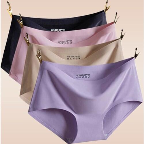 Womens underpants Womens seamless underpants mid-waist plus size women Female underwear ultra-thin Womens shorts thong