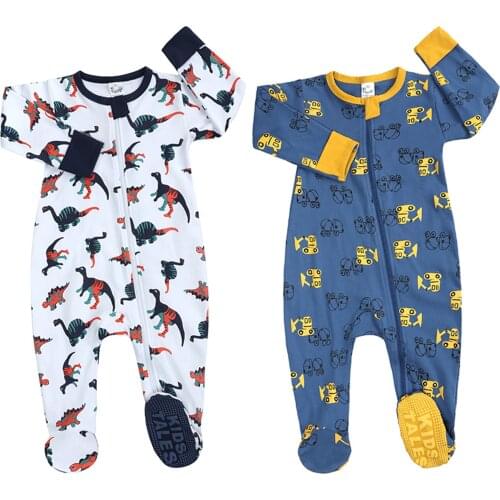 Winter Cartoon Zip Footies Newborn Baby Boys Girls Cartoon Romper Zip Front Non-Slip Footed Sleeper Pajamas roupa baby menina
