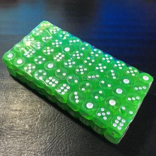 100pcs 16mm Acrylic dices, many colors choices, green, yellow, clear and blue for choices