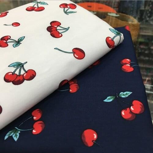 147x100cm Cute Cherry Print Fabric By The Meter Cotton Poplin DIY Baby Bedding Set Bags Book Cover Sewing Fabric for Baby Fabric
