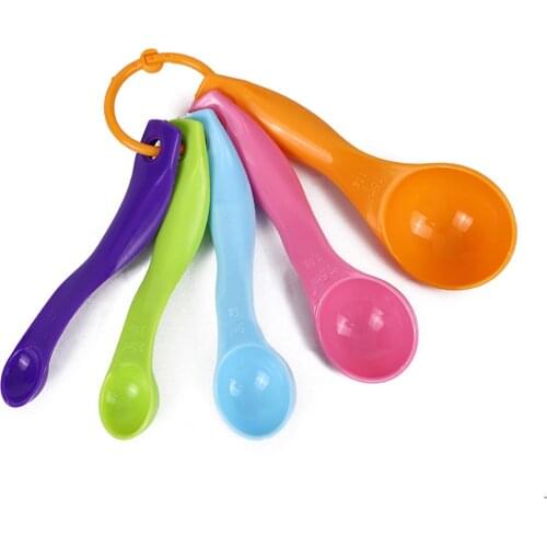5pcs/Set Measuring Spoons Plastic Teaspoon 1.25 / 2.5 / 5 / 7.5/ 15ml Measure Spoon Cups Gram Scoop Ladle Kitchen Accessory