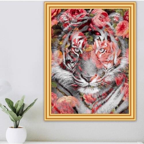 Tiger Peony 5D DIY Diamond Painting Full Drill Diamond Embroidery Mosaic Cross Stitch Kits Home Decor Art Fall Decorations