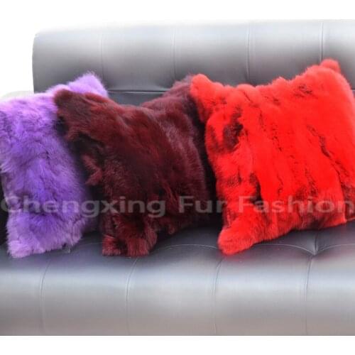 Free Shipping CX-D-17B 50X50CM Fashion Rabbit Fur Natural Brown Patchwork Bed Pillow Cover~ DROP SHIPPING
