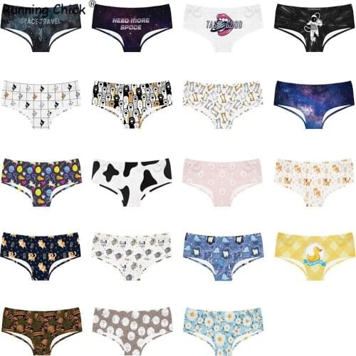 Animal And Plant Starry Sky Letter Printing Seamless Breathable Womens Underwear Low Waist Briefs