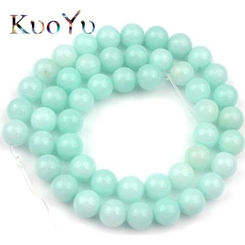 Natural Blue Amazonite Beads Round Loose Stone Beads For Jewelry Making DIY Bracelet Pendant Necklace 15"4 6 8 10 12mm Wholesale