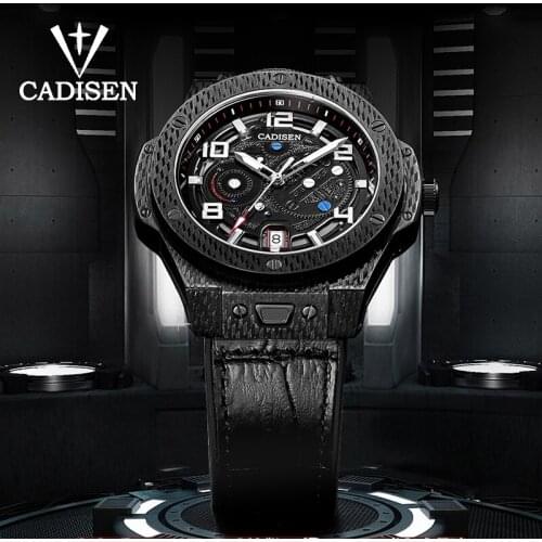 CADISEN Mens Watch Top Luxury Brand Automatic Mechanical Watch Sapphire Glass Lens Fashion Leather Waterproof Luminous Watches