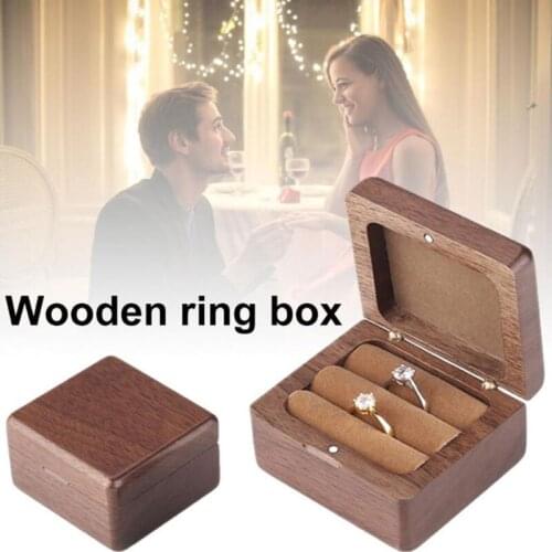 Wooden Ring Box for Wedding Engagement Ring Storage Case Trays Wooden Square/Heart Shape Ring Box Decorative Jewelry Box Wedding