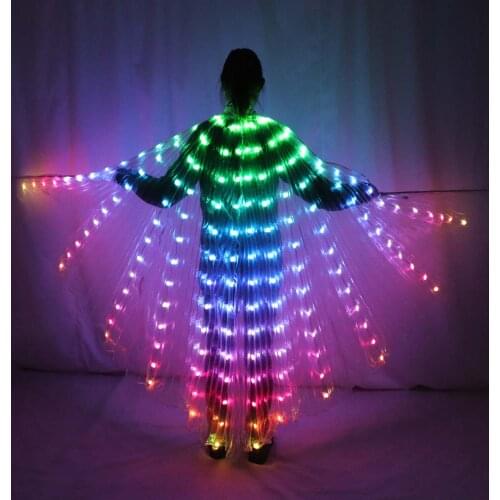 Women LED Isis Wings Remote Control Belly Dance Light Up Wings Butterfly Party Club Wear Flash Halloween Flexible Sticks