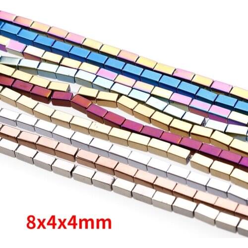 Natural Hematite Rectangular Loose Seed Beads 8x4 Luck Blessing Change Destiny for Jewelry Making DIY Bracelet Necklace Earring