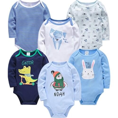 Kavkas Baby Bodysuit Long Sleeve Spring Autumn Boys Clothes Cartoon Small Animals Printing 0-24 months Newborn Infant Outwear