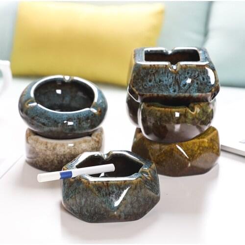 Nordic Kiln Turned Ceramic Ashtray Creative Home Living Room Office Hotel Smoking Tray Cigar Ashtray Smoking Accessories