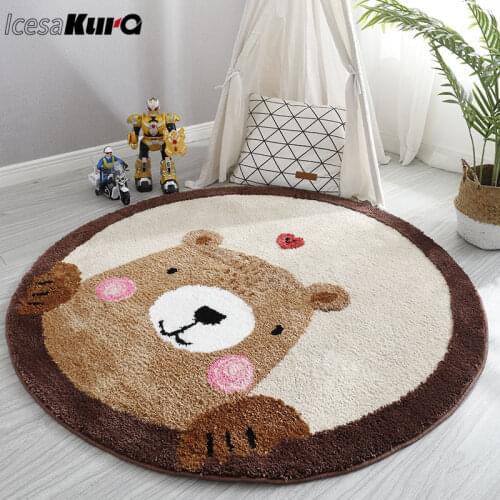 Childrens Room Handmade Carpet Girl Bedroom Bedside Blanket Simple Nordic Cartoon Round Carpet Can Be Washed and Machine Washed