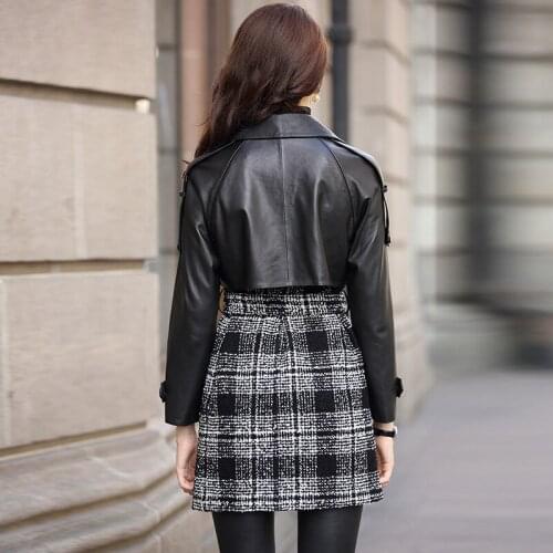 Leather Jacket Autumn Winter Coat Women Genuine Sheepskin Coat Female Tweed Coats Windbreaker Chaqueta Mujer MY