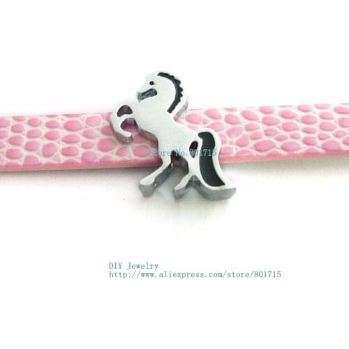 Hot sales ! smart horse slide charms SL381 Internal Dia.8mm Jewelry Finding fit 8mm wristband pet collar key chain as gift