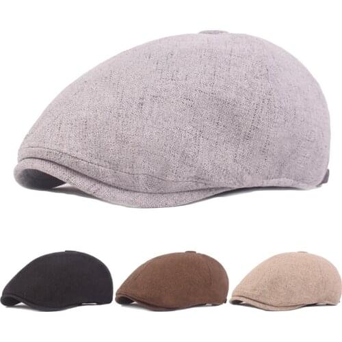 Men Linen Cotton Hat Newsboy Golf Driving Cap Outdoor Adjustable Beret Cap HATCS0412