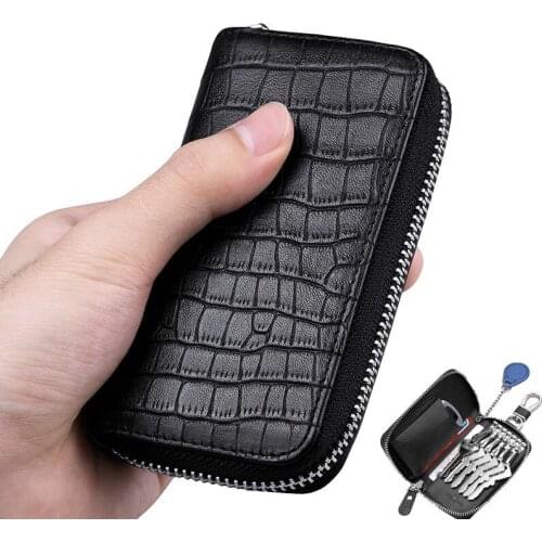 Genuine leather mens key wrap waistband hanging Vintage cowhide fashion car key buckle