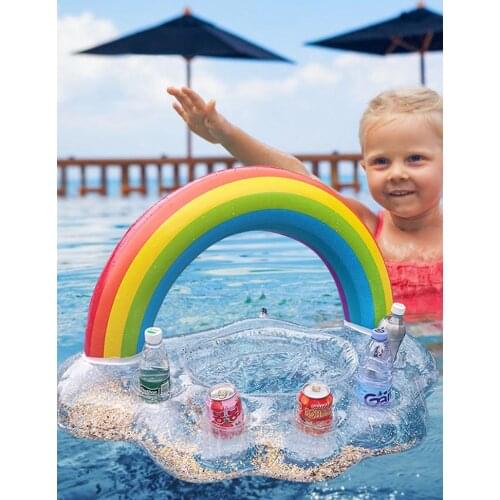 Rainbow cloud inflatable cup holder Inflatable Drink Holder Rainbow Cloud Pool Floating Cup Coaster summer water fun