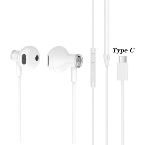 XIAOMI Mi Dual Driver USB Type C Earphone Hi-Res Audio Half In-Ear W/Mic Mi Earpieces For Mi 11 10 10T Pro Poco F3 Redmi K40 Pro