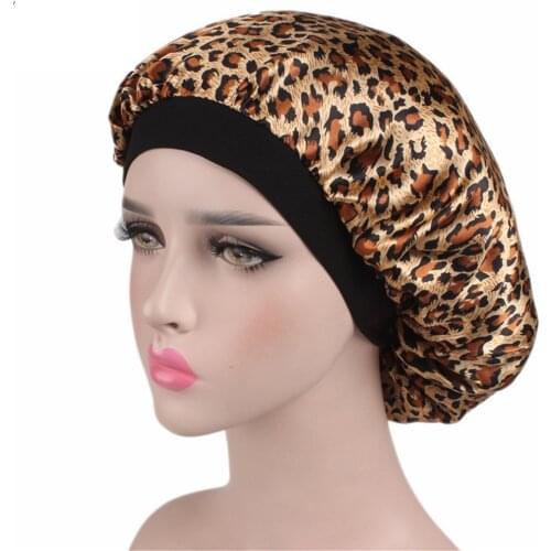 Women New Leopard Satin Night Cap Chemo Hats for Women Dome Shower Cap Lady Bonnet Hat Fashion Stain Silky Hair Wrap Accessories
