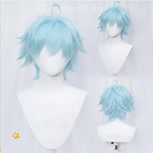Genshin Impact CHONGYUN Wig Cosplay Light Blue Short Heat Resistant Hair Women Halloween Role Play Genshin Impact Wig AC