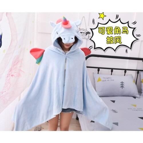 Plush blanket 1pc 190cm sweet gnu horse angel wings cloak tippet shawl warm soft flannel office rest toy baby outdoor gift