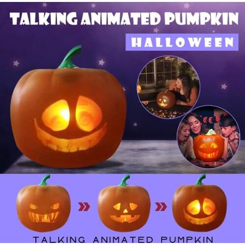 Resin Animated Talking Pumpkin Led Pumpkin Projection Lamp Usb Decorations Props Projector Halloween Parties Gift