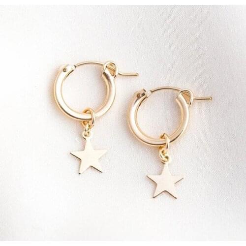 15MM Hoop Earrings Gold Filled Handmade Star Earrings Jewelry Circle Earrings Boho Brincos Pendientes Oorbellen Earrings