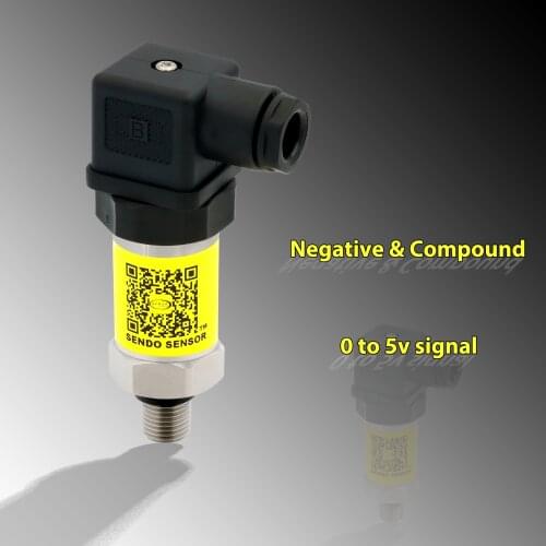 0 5V signal, compound pressure transducer, 24V,negative sensor, -1 3bar, -1 to 0 bar, AISI 316L diaphragm, G 1 4, 14 NPT thread