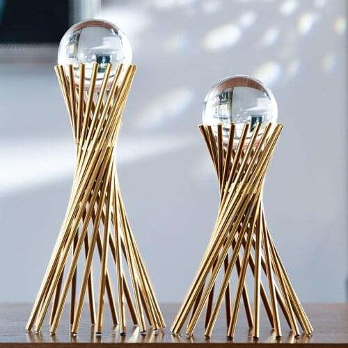 Nordic Home Decoration Crystal Glass Ball Ornament Accessories Modern Living Room Wine Cabinet Wedding Golden Luxury Decor Craft