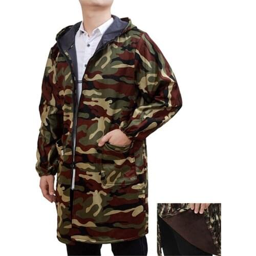 Waterproof dust proof Inside fleece warm apron 3 layers of composite material outdoor work hunting camouflage coat trench