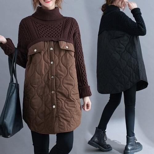 Spring Autumn Knitting Sweater Jumper Turtleneck Tops Pullovers Casual Sweaters Womens Long Sleeve All-match Splicing Sweaters