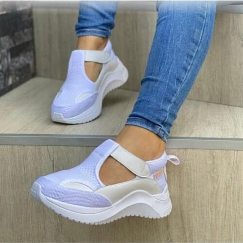 Newly Sneakers Women Breathable Shoes New Design 2020 Casual Platform Wedge Fashion Sneaker With Flat Casual Shoes 35-43