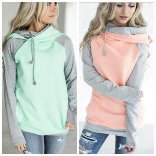 Oversize Elegant Autumn Hooeded Sweatshirt Women plus size Patchwork Long Sleeve Pullover Streetwear Pocket Cotton Blend Hood