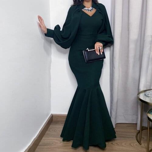 Woman Dress 2021 Spring Elegant Sexy V Neck Formal Long Party Dress Casual Plus Size Slim Ruffles Office Mermaid Maxi Dresses