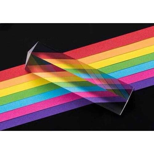 1pcs Optical Glass Right Angle Reflecting Triangular Prism for Teaching Light Spectrum Rainbow Maker