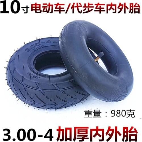 10 Inch Electric Scooter Tire 3.00-4 Pneumatic Tire Keyway Hub Set for Knobby Scooter, ATV and Go Kart Tire and Tube Motor Tire