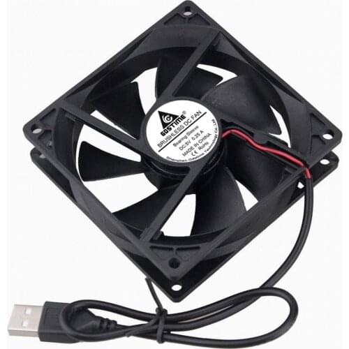 2PCS Gdstime 5V USB Cooling Cooler Fan 90mm 92mm x 25mm 9cm LED Computer PC Case Heat Sink Universal Portable Cooling Fan