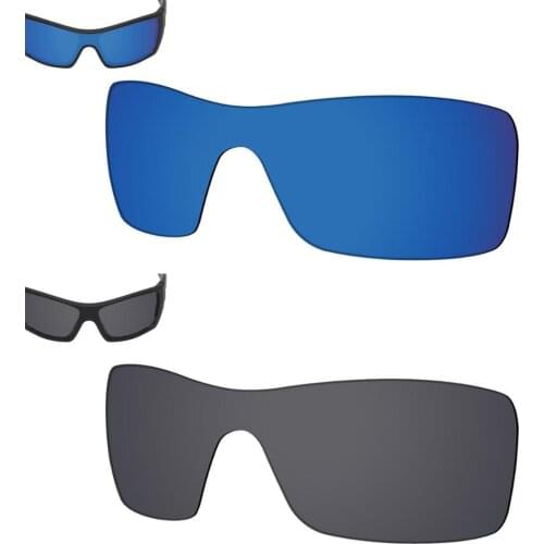 SmartVLT 2 Pieces Polarized Sunglasses Replacement Lenses for Oakley Batwolf-Deep Water and Solid Black