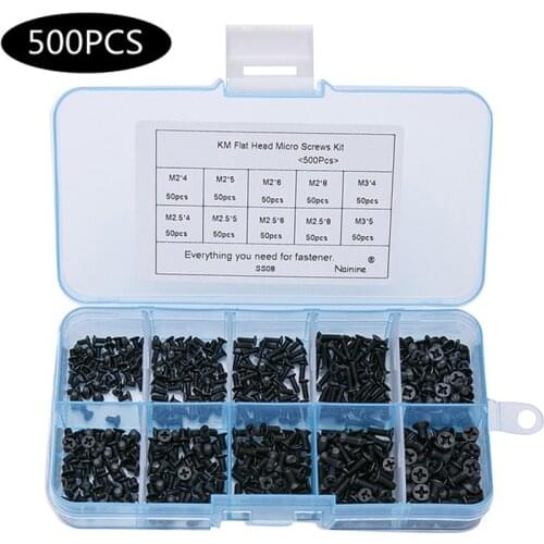 500Pcs Micro screw Laptop Repair Fastener Screws Flat Head Screw Phillips Screws Computer Screws M2*4-8 M2.5*4-8 M3*4-5