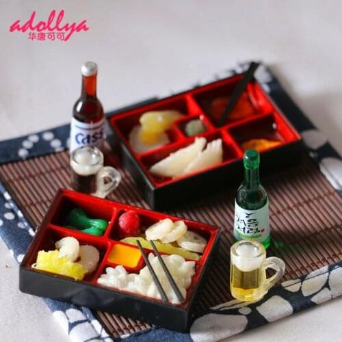 Adollya Doll Accessories Miniature Food Lunch Box Rice Stir Fry Chopsticks Beer Cup Box Lunch Ornaments Dolls Accessories