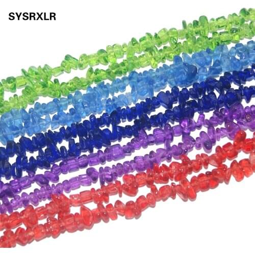 Free Shipping 5-8 MM Gravel Shape Colorful Irregular Glass Crystal Stone Beads For Jewelry Making DIY Bracelet Necklace Strand