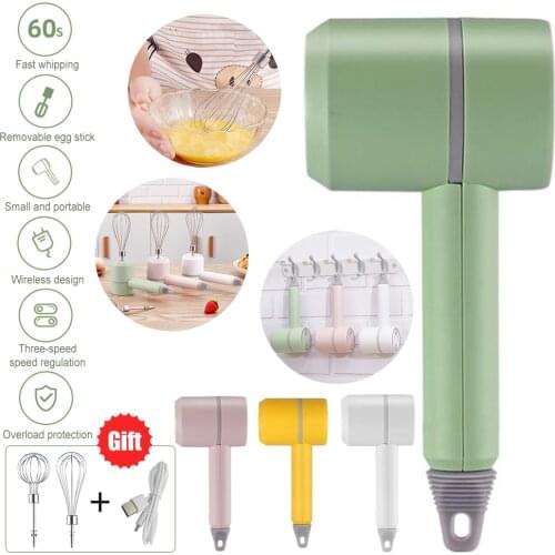 Wireless Portable Electric Food Mixer Hand Blender 3 Speeds High Power Dough Blender Egg Beater Baking Hand Mixer Kitchen Tools