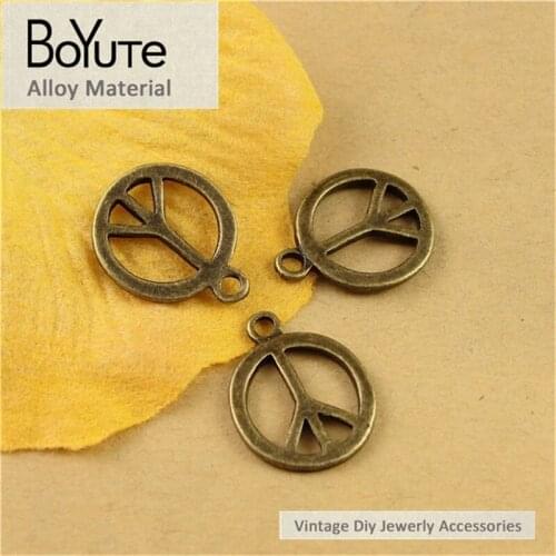BoYuTe (100 Pieces /lot) 11*1.5MM Wholesale Antique Bronze Plated Metal Alloy Peace Charms Pendant Diy Jewelry Making