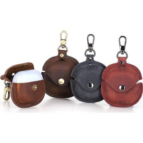 For 2021 New Samsung Galaxy Buds2 Earphone Case Wireless Bluetooth Earphone Leather Case Crazy Horse Leather