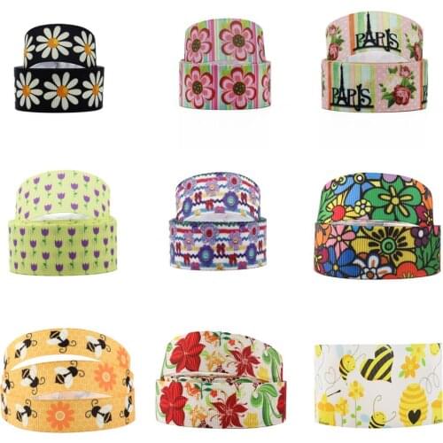 Bee Flower Grosgrain Ribbon Fabric Bow-knot DIY Wrapping/Party/Art Sewing Crafts Home Packing Gift,5Yc16547