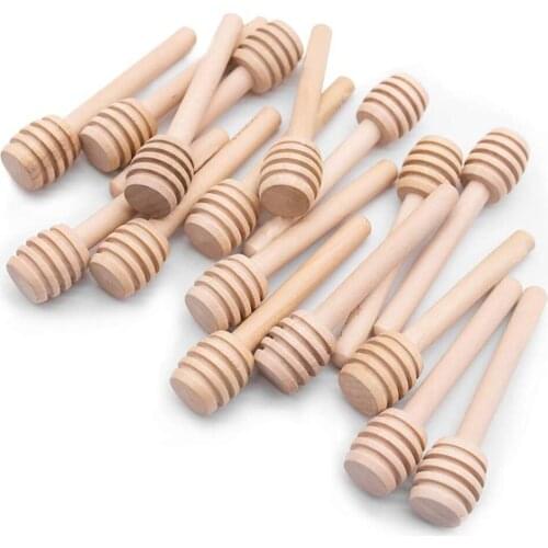 50PCS 8cm Mini Wooden Honey Stick Wood Honey Dipper Honey Spoon Mixing Sticks For Honey Jar Dispense Kitchen Party Supplies