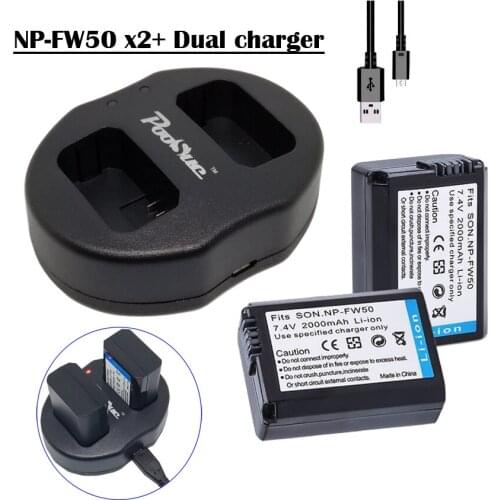 FOR SONY npfw50 np fw50 Battery + LCD USB Dual np-fw50 Charger for Sony Alpha a6500 a6300 a6000 a5000 a3000 NEX-3 a7R a7S NEX-7