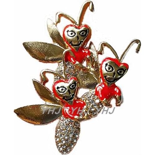 Enamel glaze stereo bee brooch light accessories industry with gem corsage, ms web celebrity jewelry pin spot